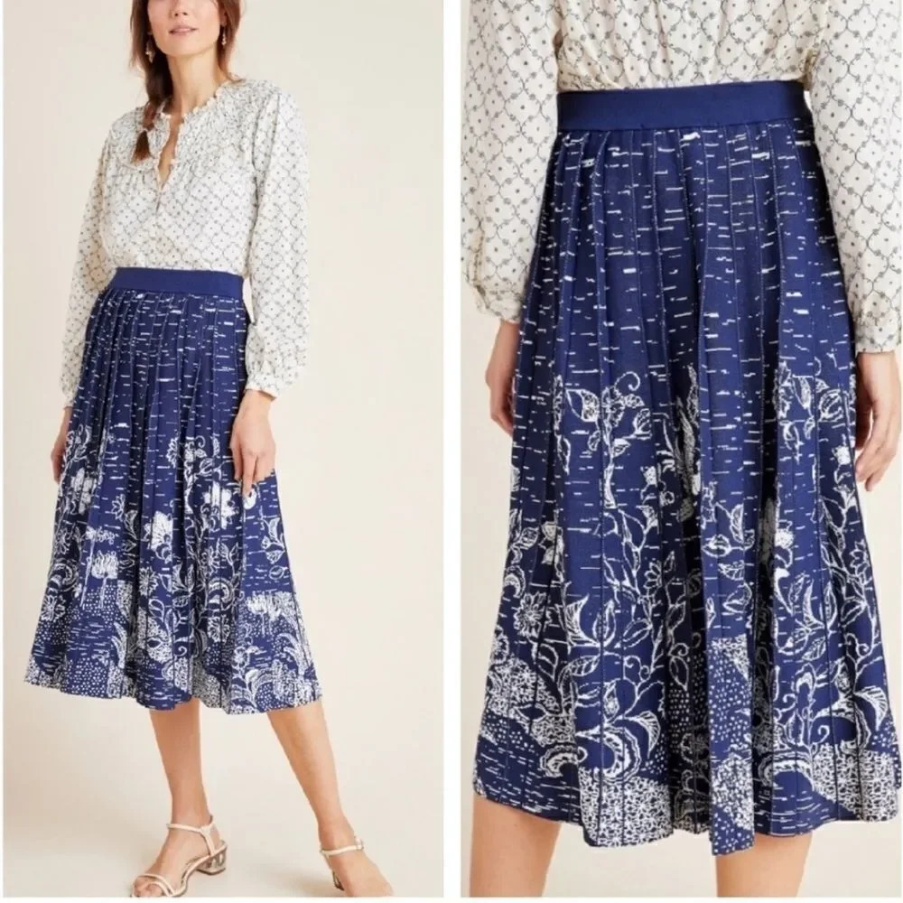 Anthropologie Haven Pleated Knit Midi Skirt